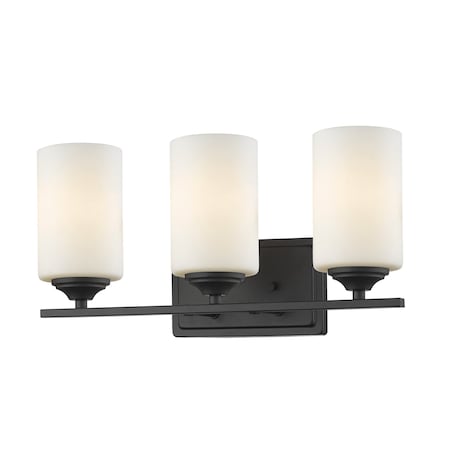 Z-Lite Bordeaux 3 Light Vanity, Bronze & Matte Opal 435-3V-BRZ